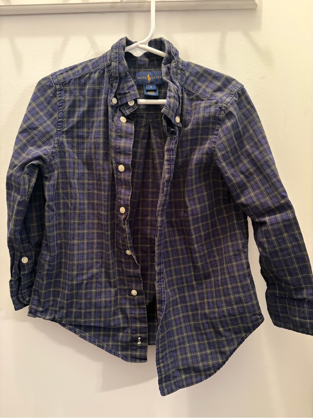 Ralph Lauren Toddler Boy Navy Plaid Button-Down Shirt